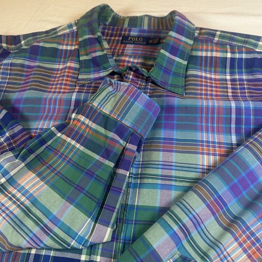 Polo Ralph Lauren Long Sleeve Oxford Button Front Shirt Men's 4XLT Plaid Flaws